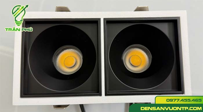 Đèn LED Downlight âm trần chống nước hình vuông 2 mắt a