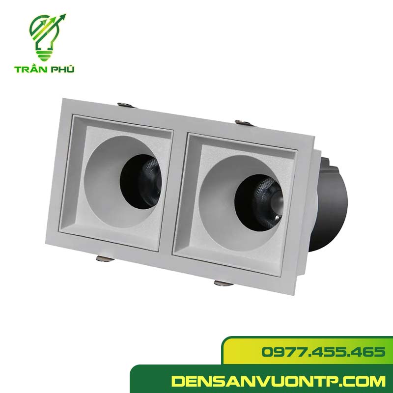 Đèn LED Downlight âm trần chống nước hình vuông 2 mắt